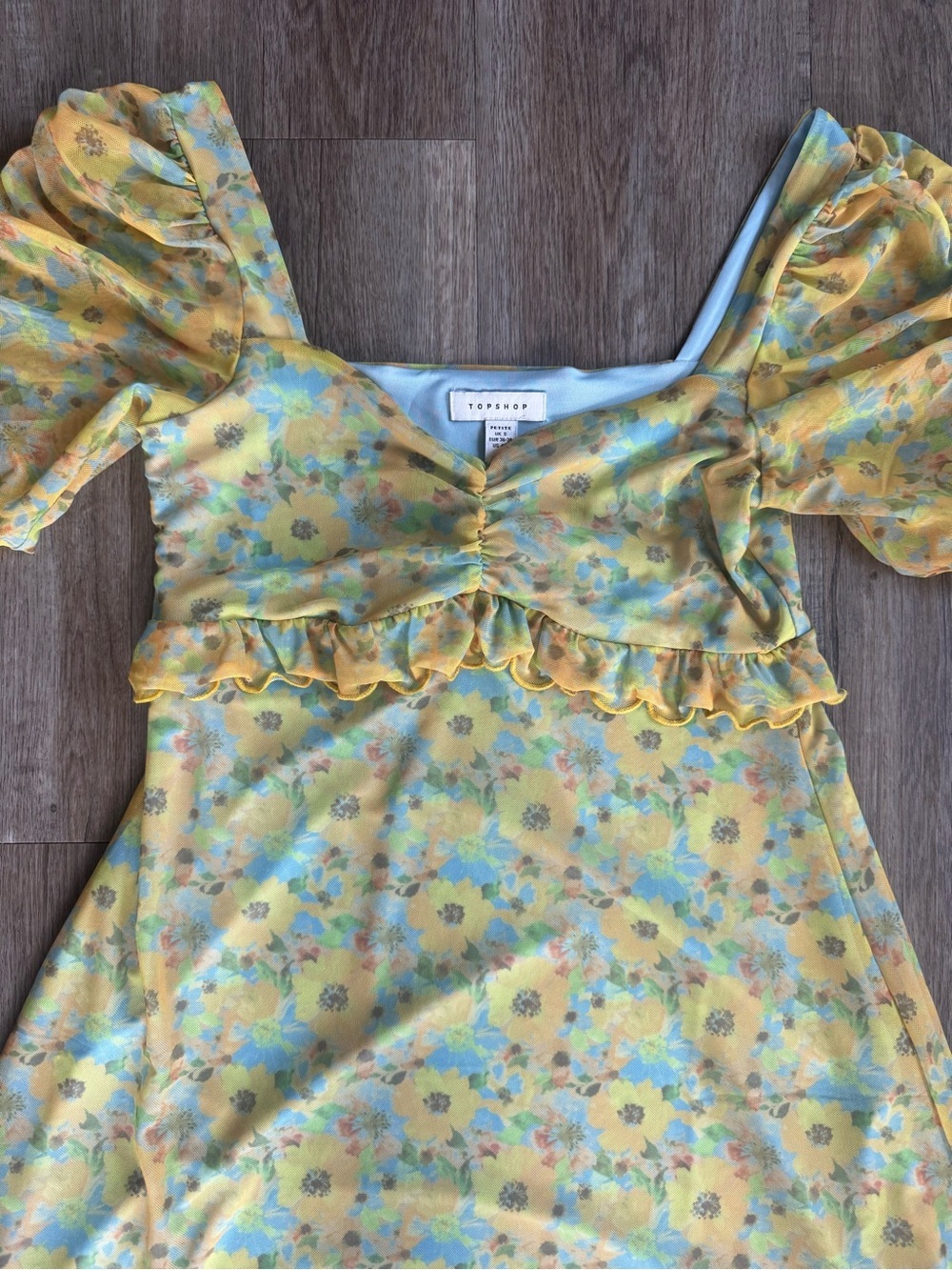 Topshop Neon Floral Mini Tea Dress - size 4-6 - Picture 2 of 4